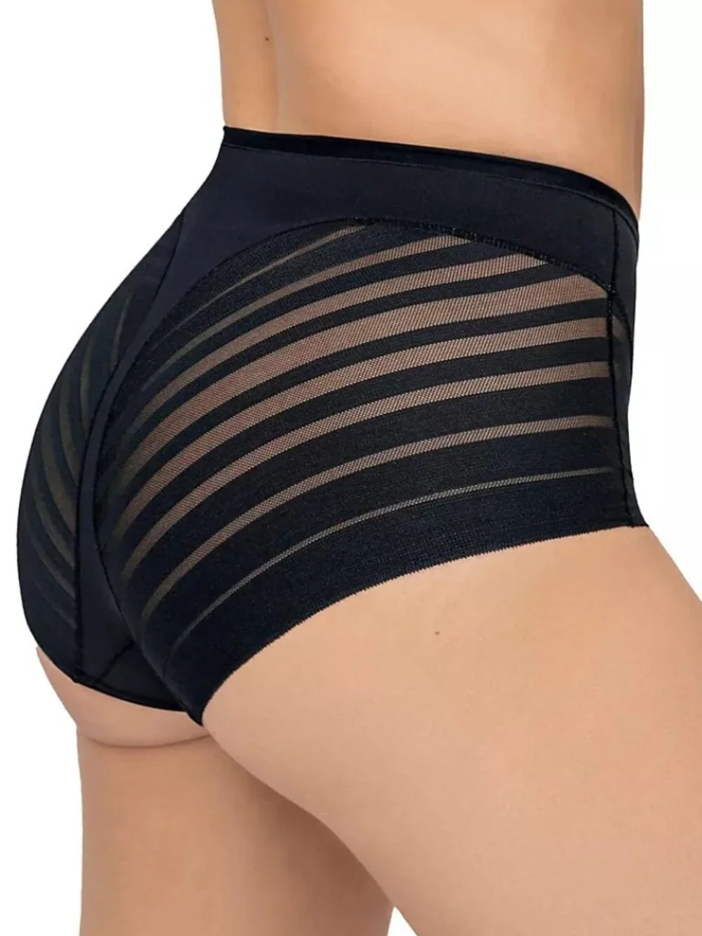 #2077 Leonisa Lace Stripe Undetectable Classic Shaper Panty 012903 - Black